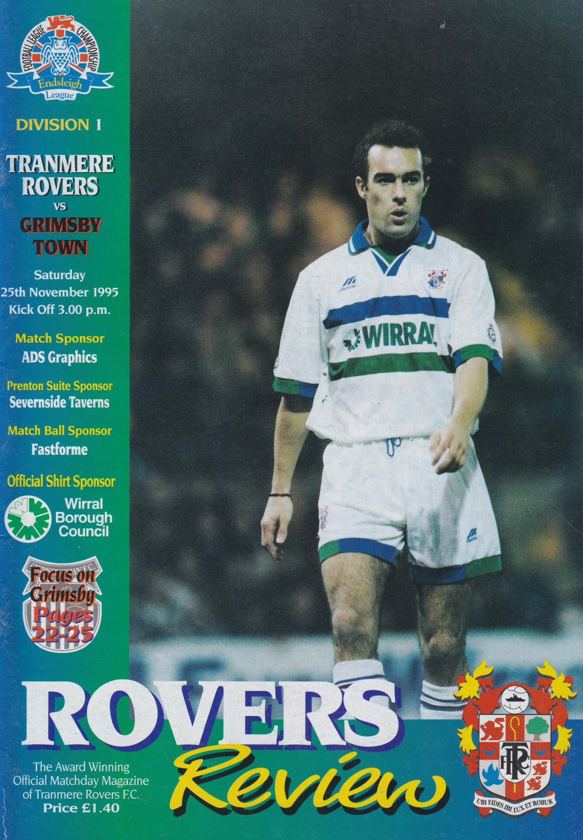 Tranmere Rovers v Grimsby Town match programme